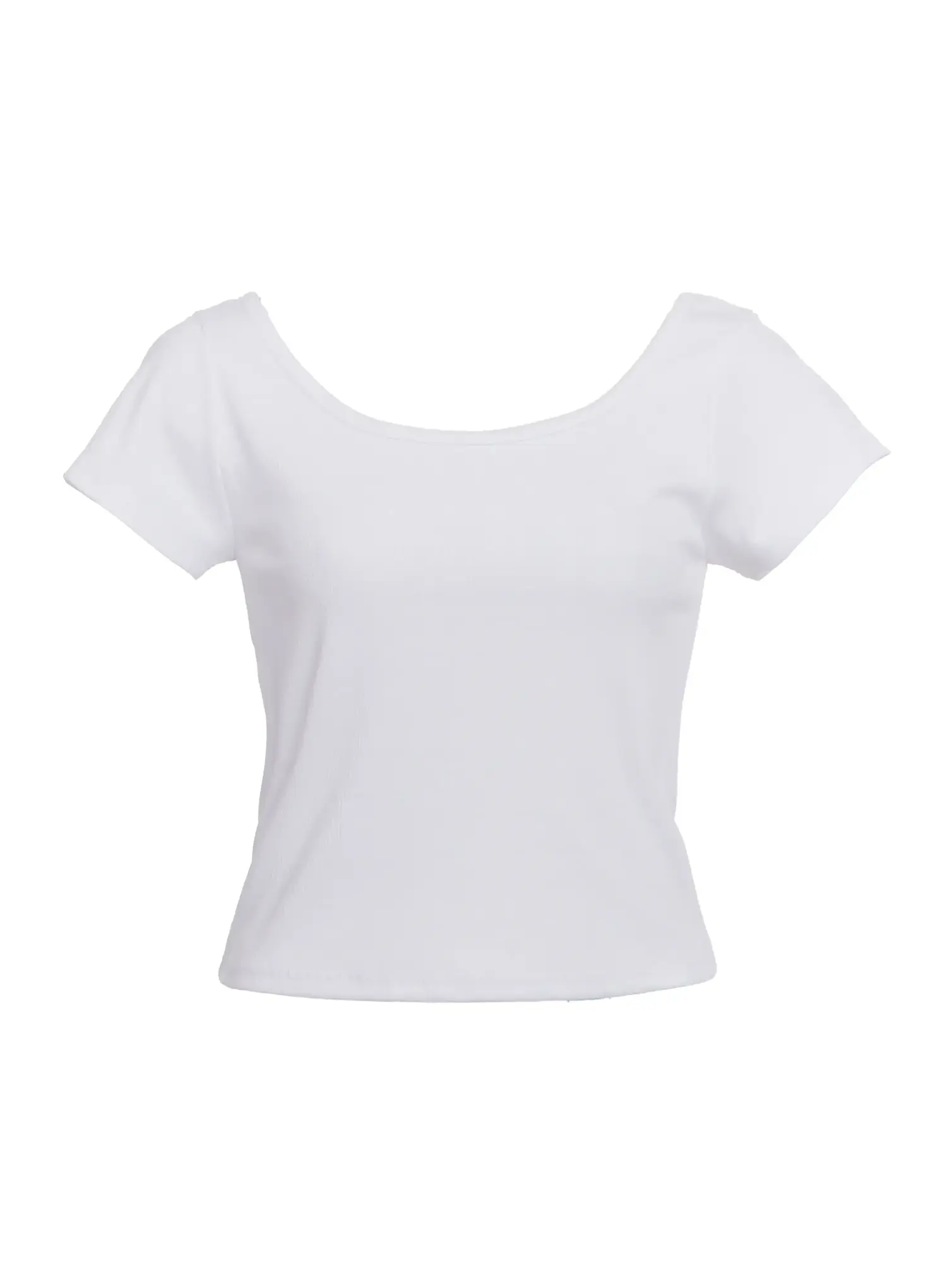Ribbed Square-Neck Short-Sleeve Tee IC503 - Image 3