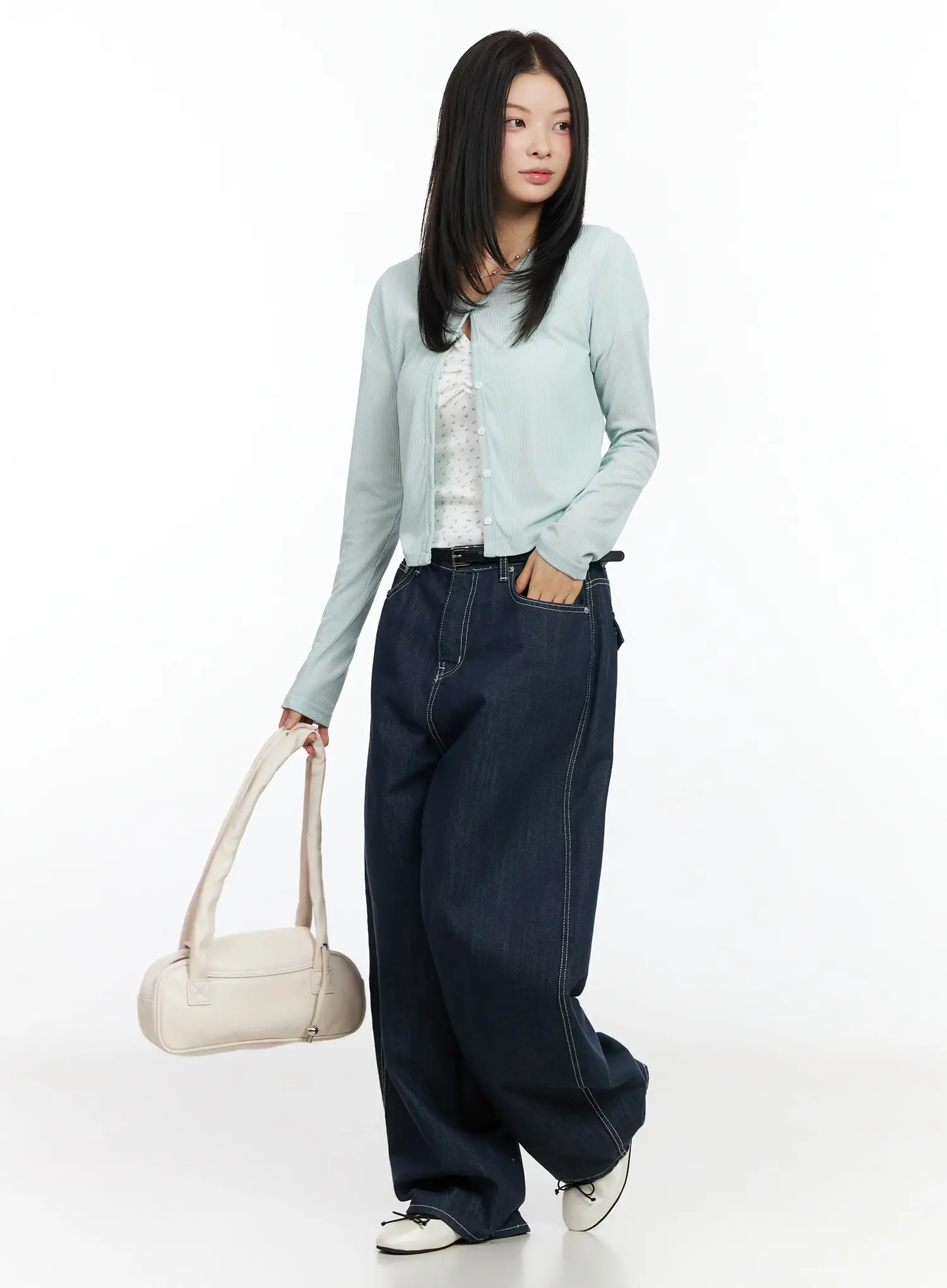 Ribbed V-Neck Cardigan IM524 - Image 8