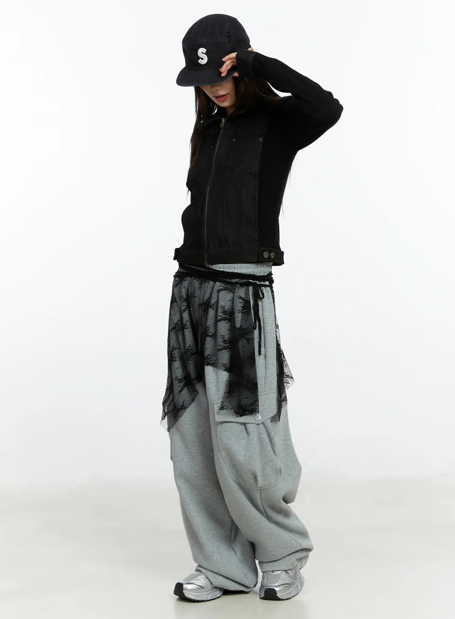 Ribbed Zip-Up Denim Jacket CF509 - Image 7