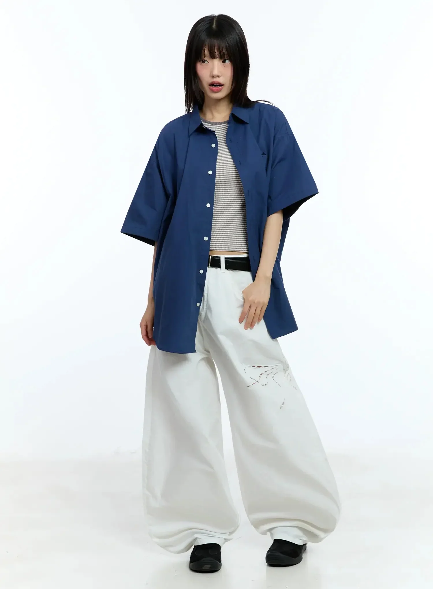 Ribbon Detail Wide-Fit Pants IU523