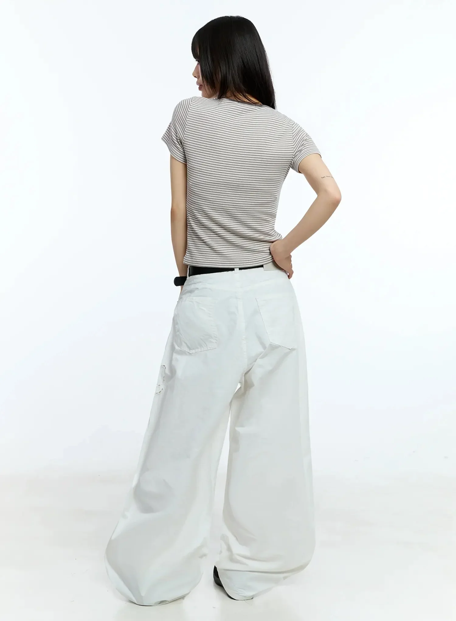 Ribbon Detail Wide-Fit Pants IU523 - Image 14