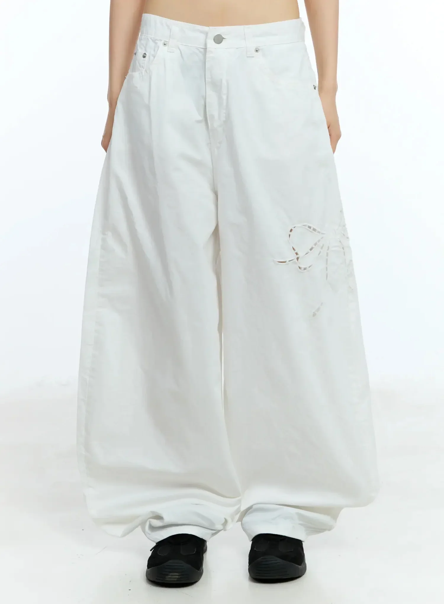 Ribbon Detail Wide-Fit Pants IU523 - Image 6