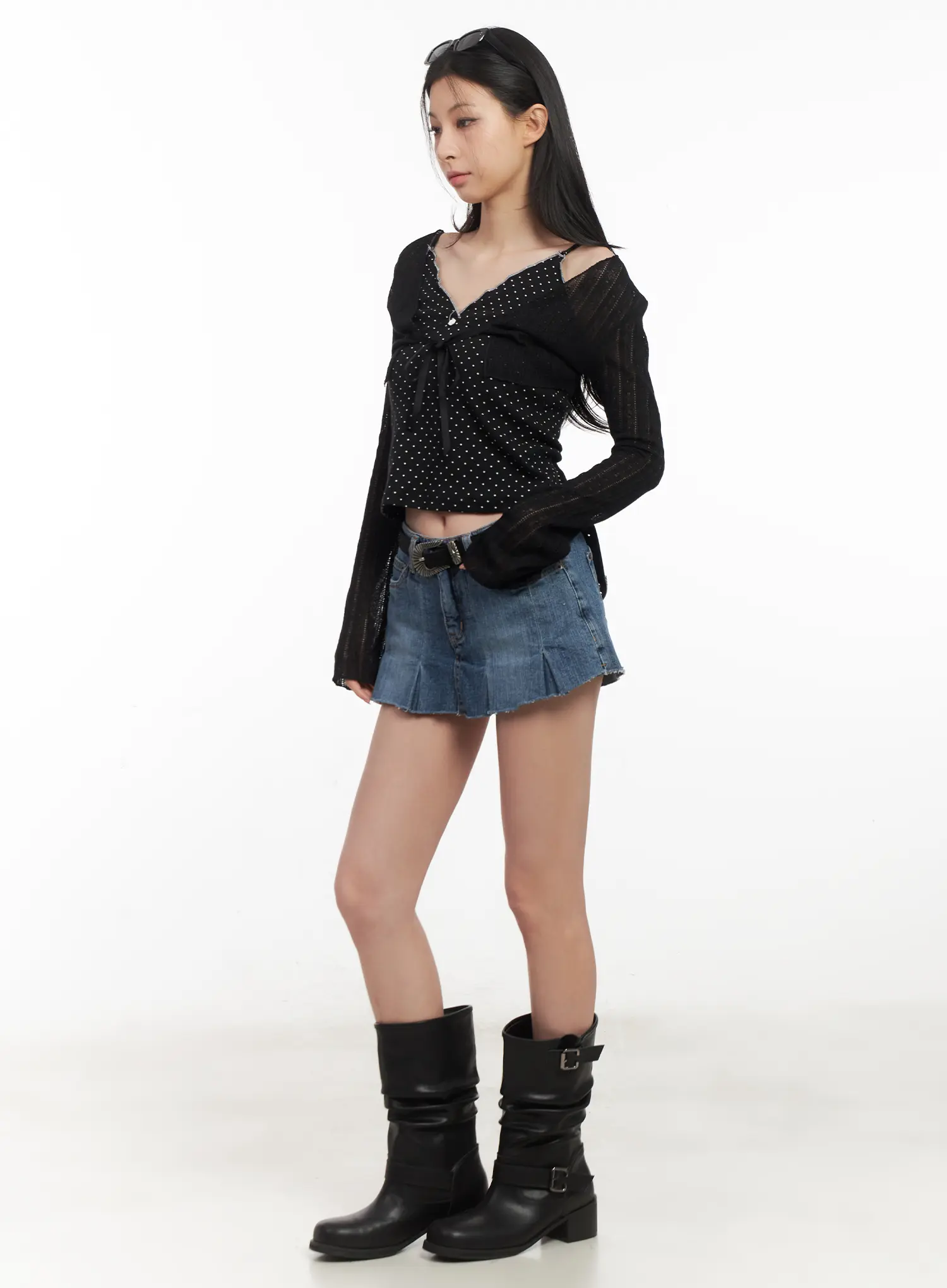 Ribbon Knit Cropped Cardigan CL501 - Image 5
