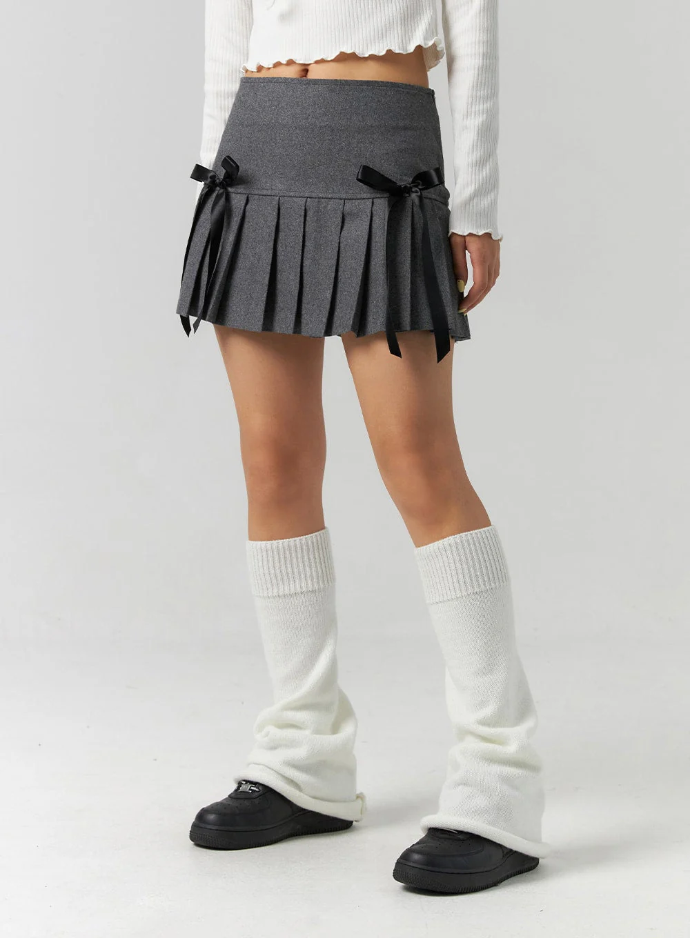 Ribbon Pleated Mini Skirt CS320 - Image 2