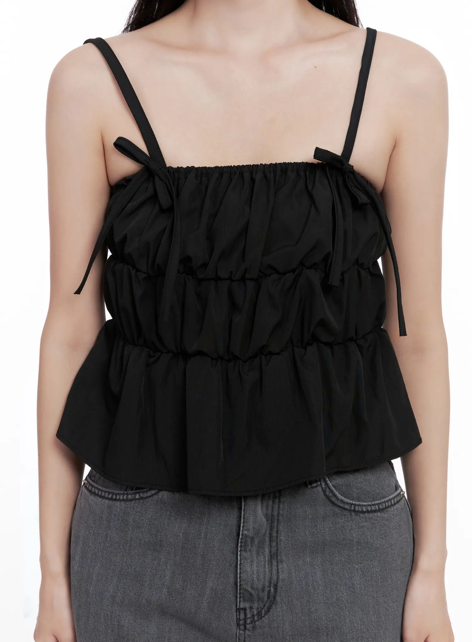 Ribbon Strap Ruffle Scrunch Tank CL516 - Image 10