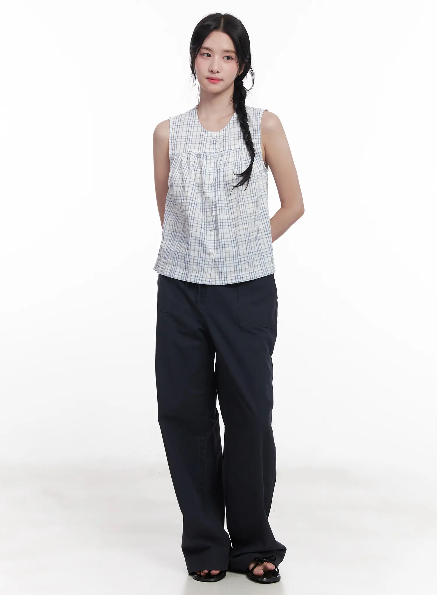 Ribbon-Tie Wide-Leg Pants CU523 - Image 2