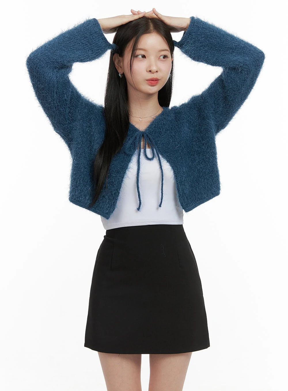Ribbon-Trimmed Bolero Cardigan OS411 - Image 4
