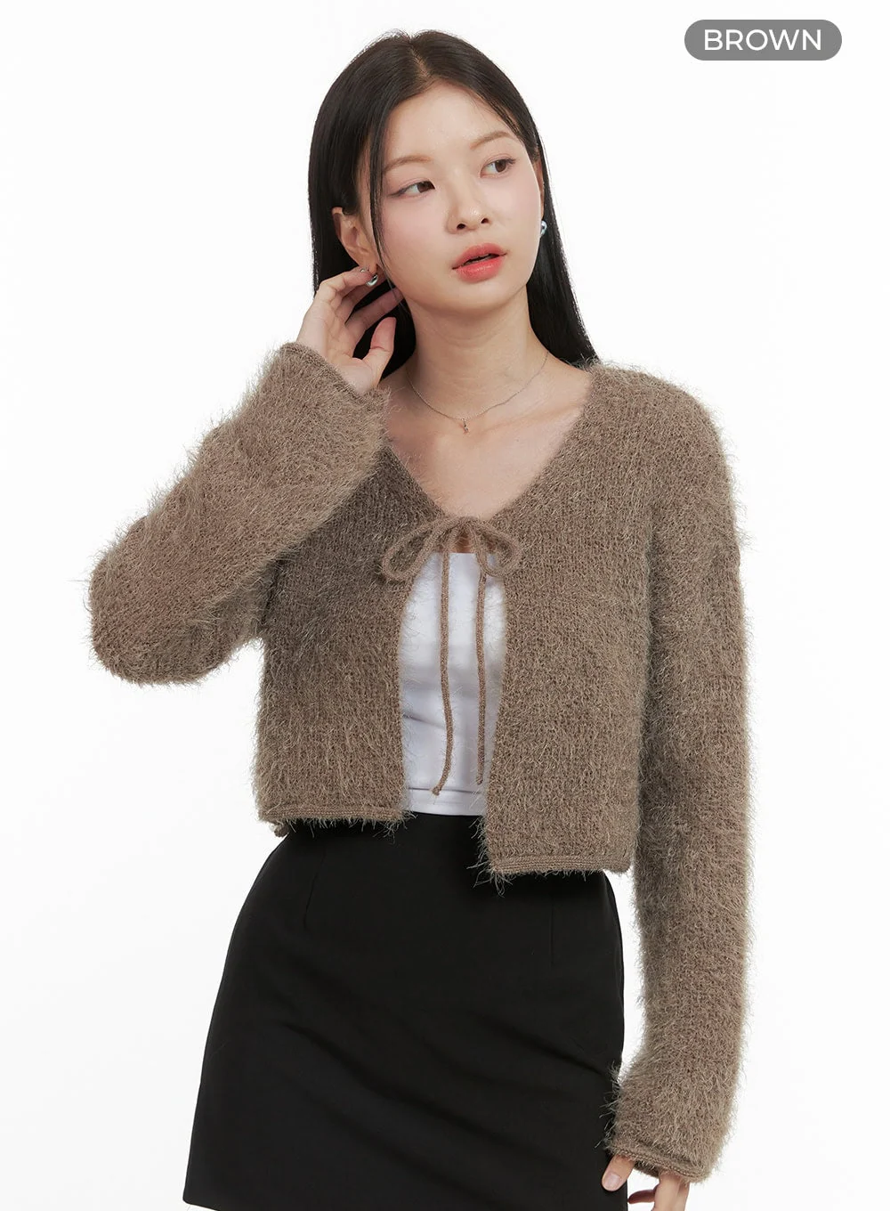 Ribbon-Trimmed Bolero Cardigan OS411 - Image 8