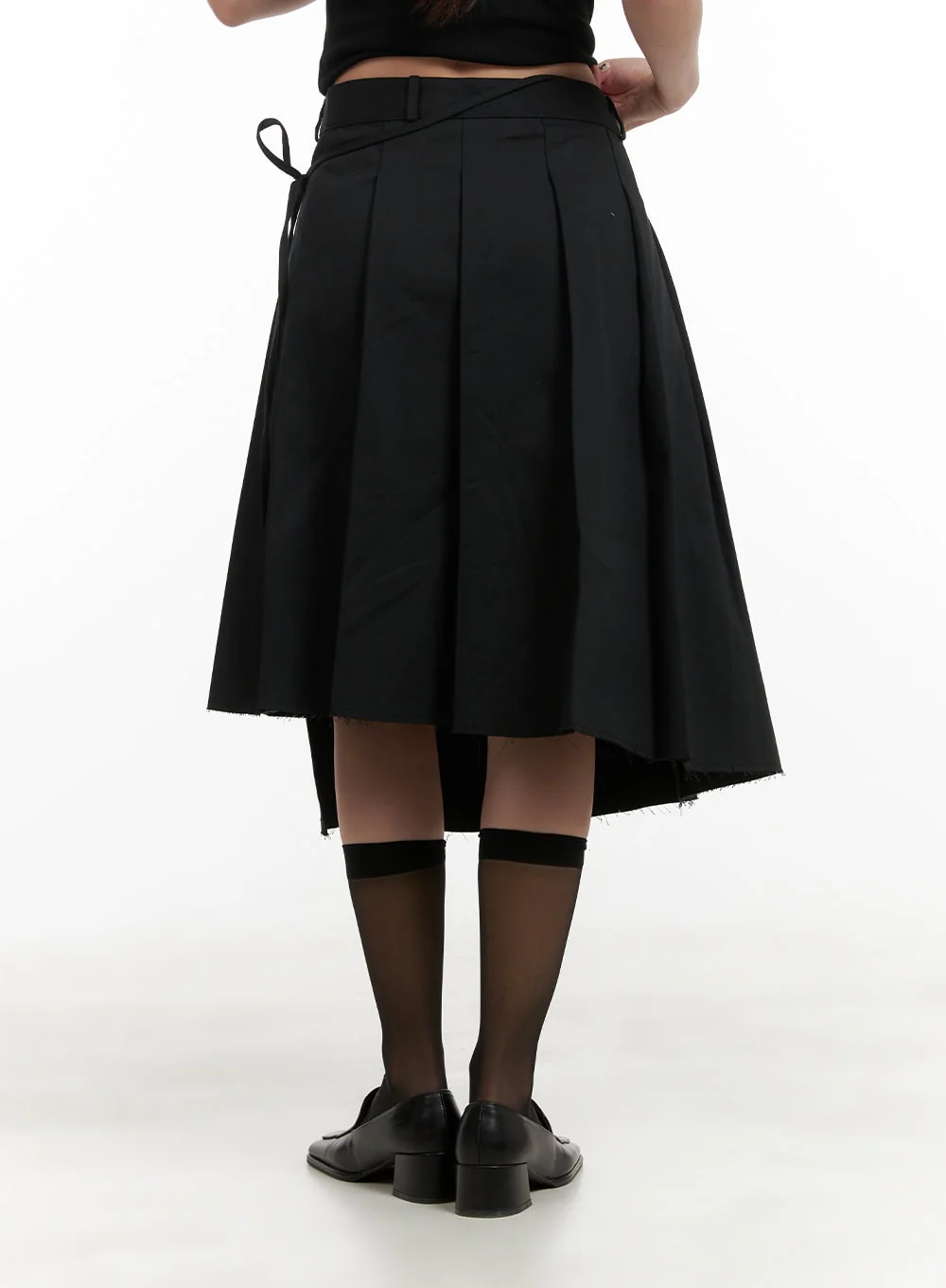 Ribbon Wrap Pleated Midi Skirt CY403 - Image 5