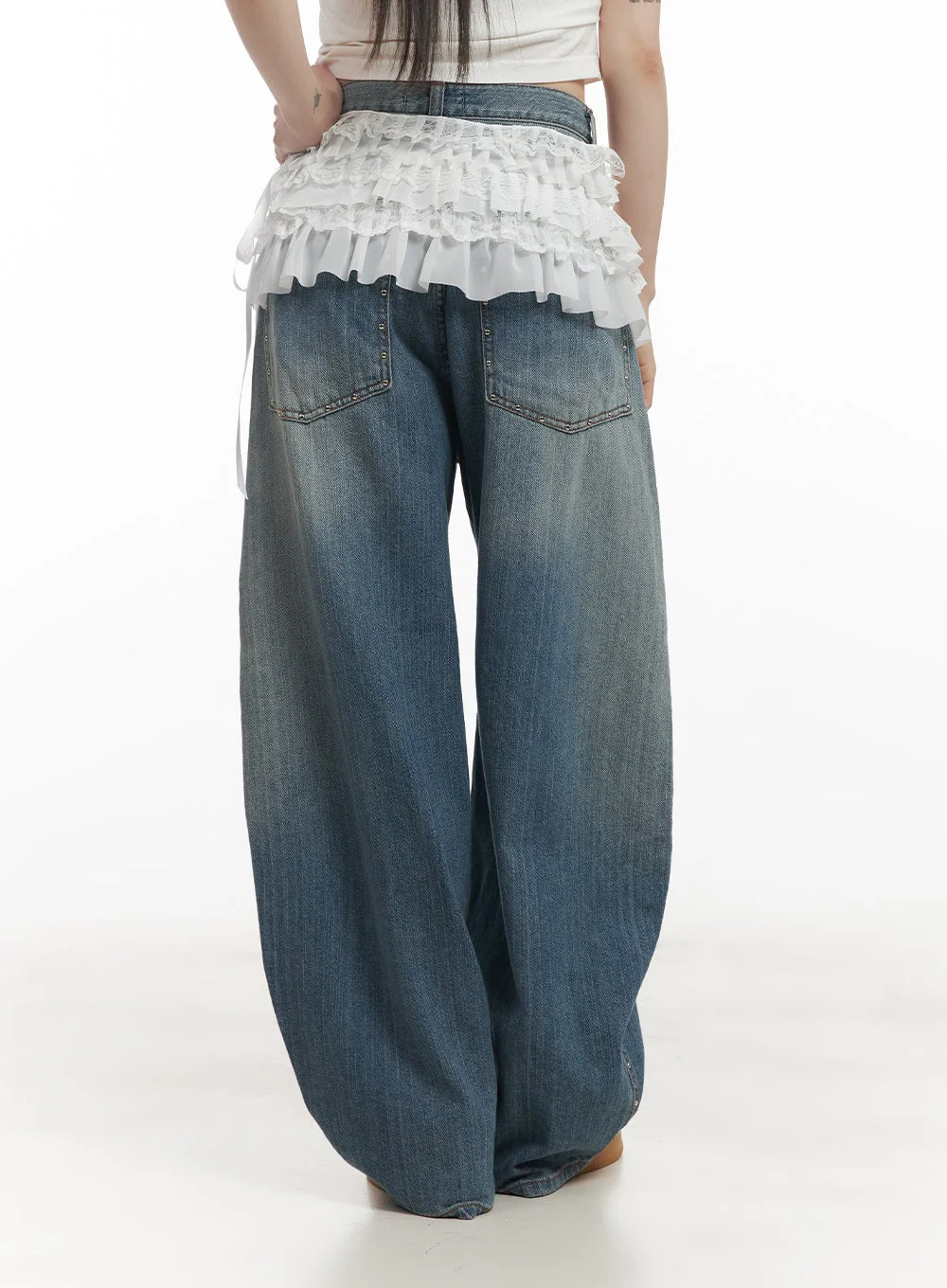 Ribboned Frill Lace Layering Mini Skirt CF519 - Image 7