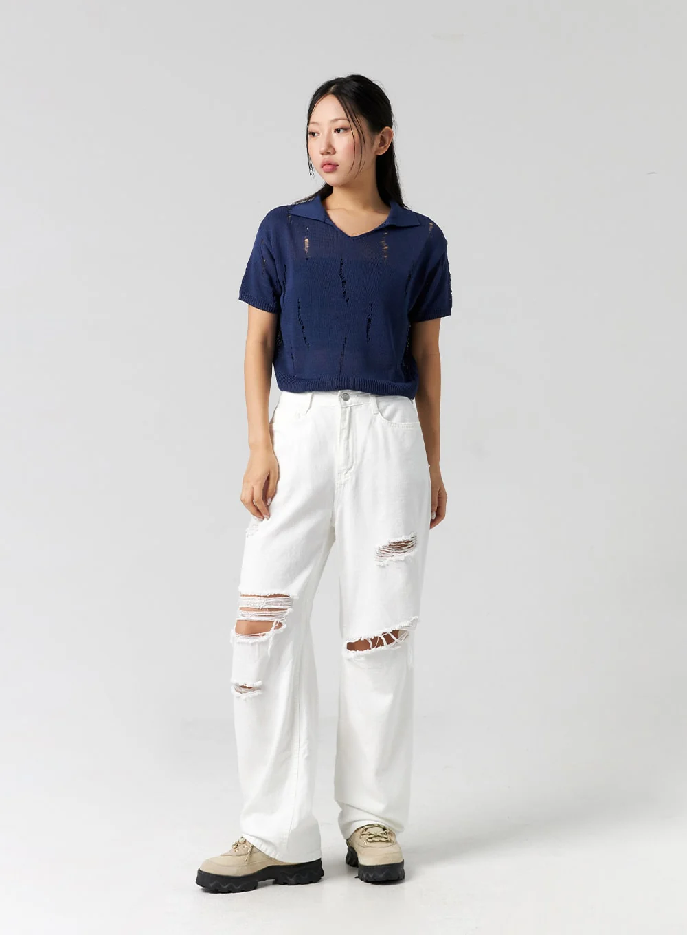 Ripped Wide Fit Cotton Pants CG310 - Image 10