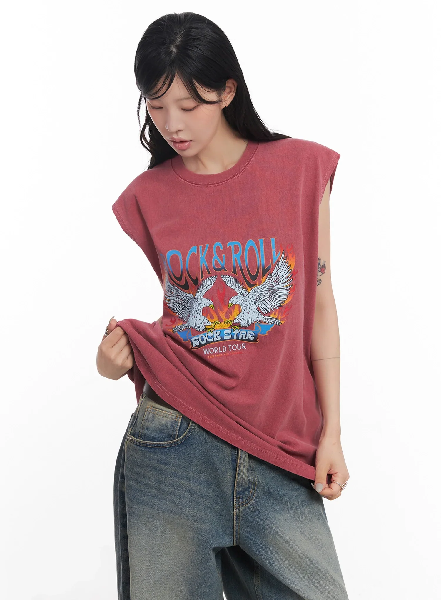 Rock & Roll Graphic Sleeveless Top IC503 - Image 7