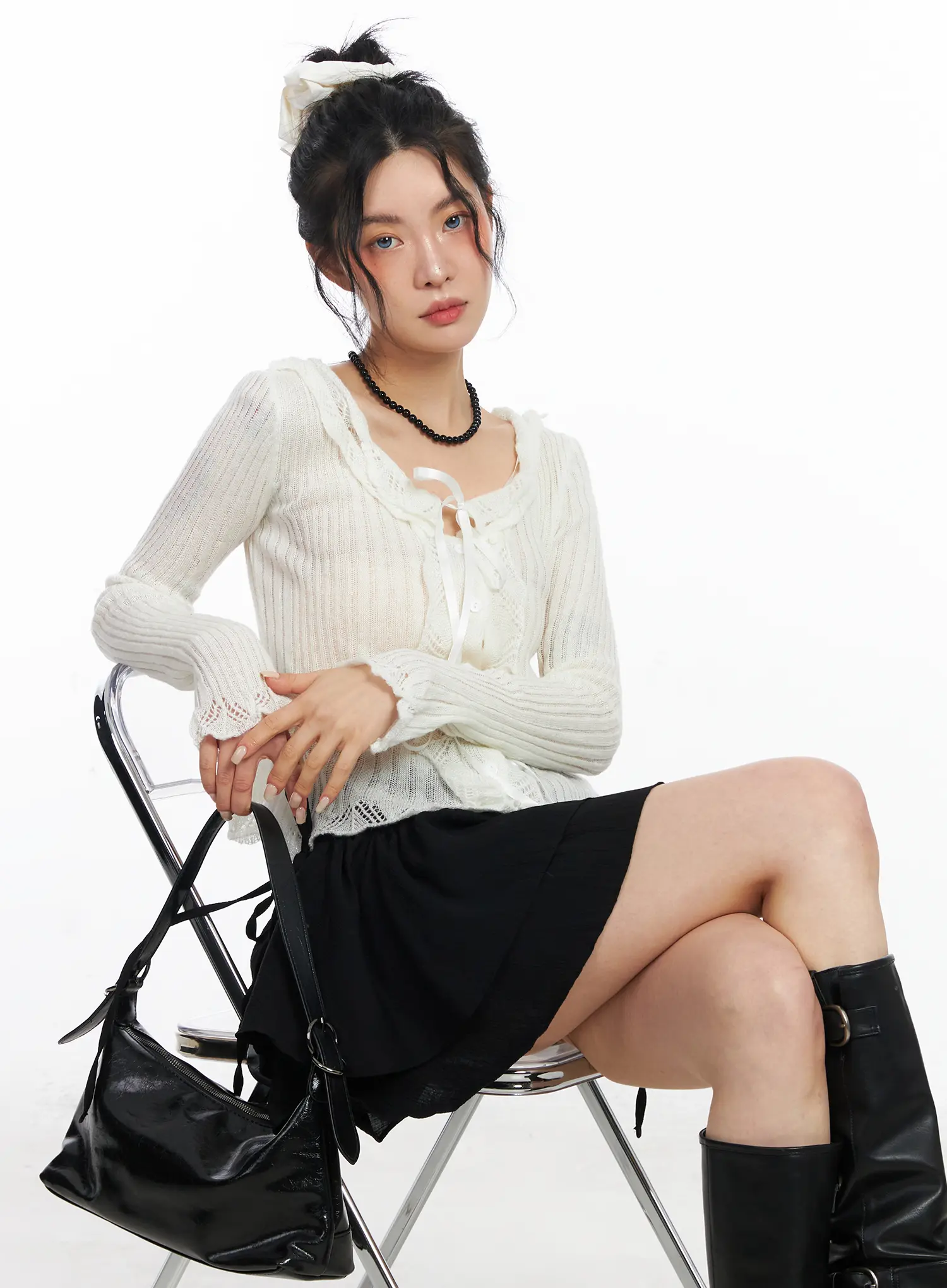 Romantic Frill Ribbon Knit Cardigan CJ523 - Image 14