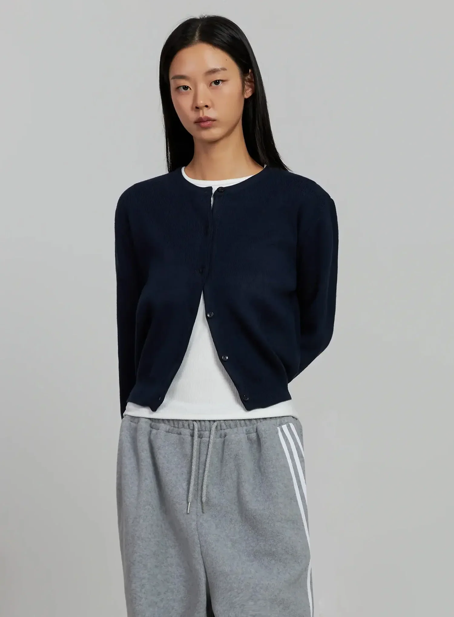 Round Neck Knit Cardigan IJ505