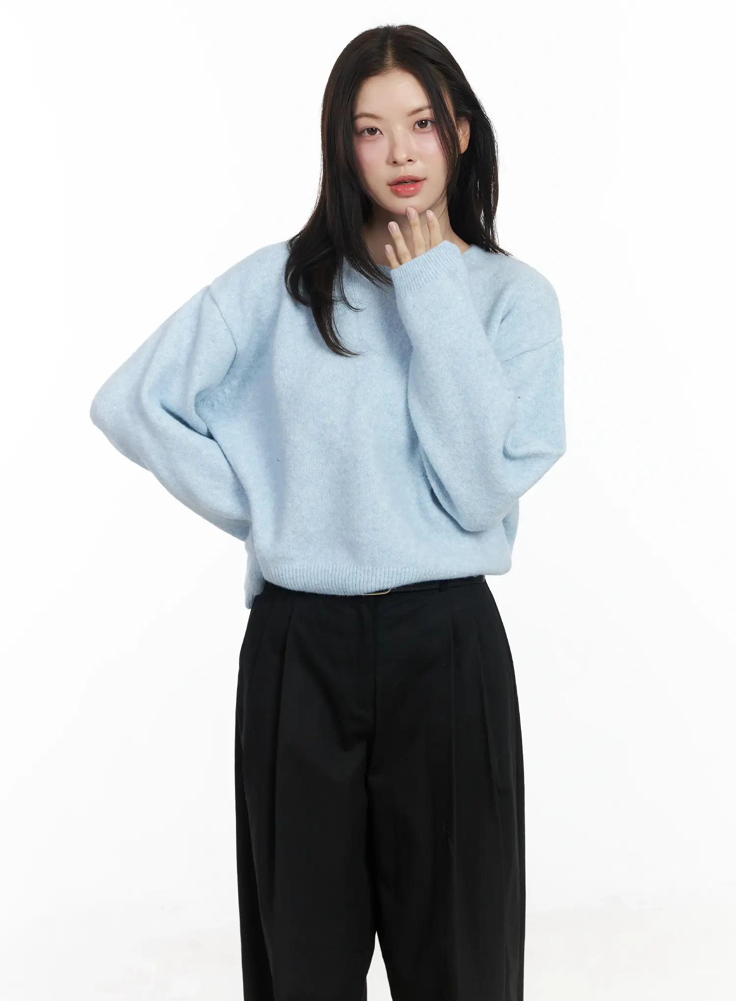 Round Neck Knit Sweater Top IF520 - Image 12