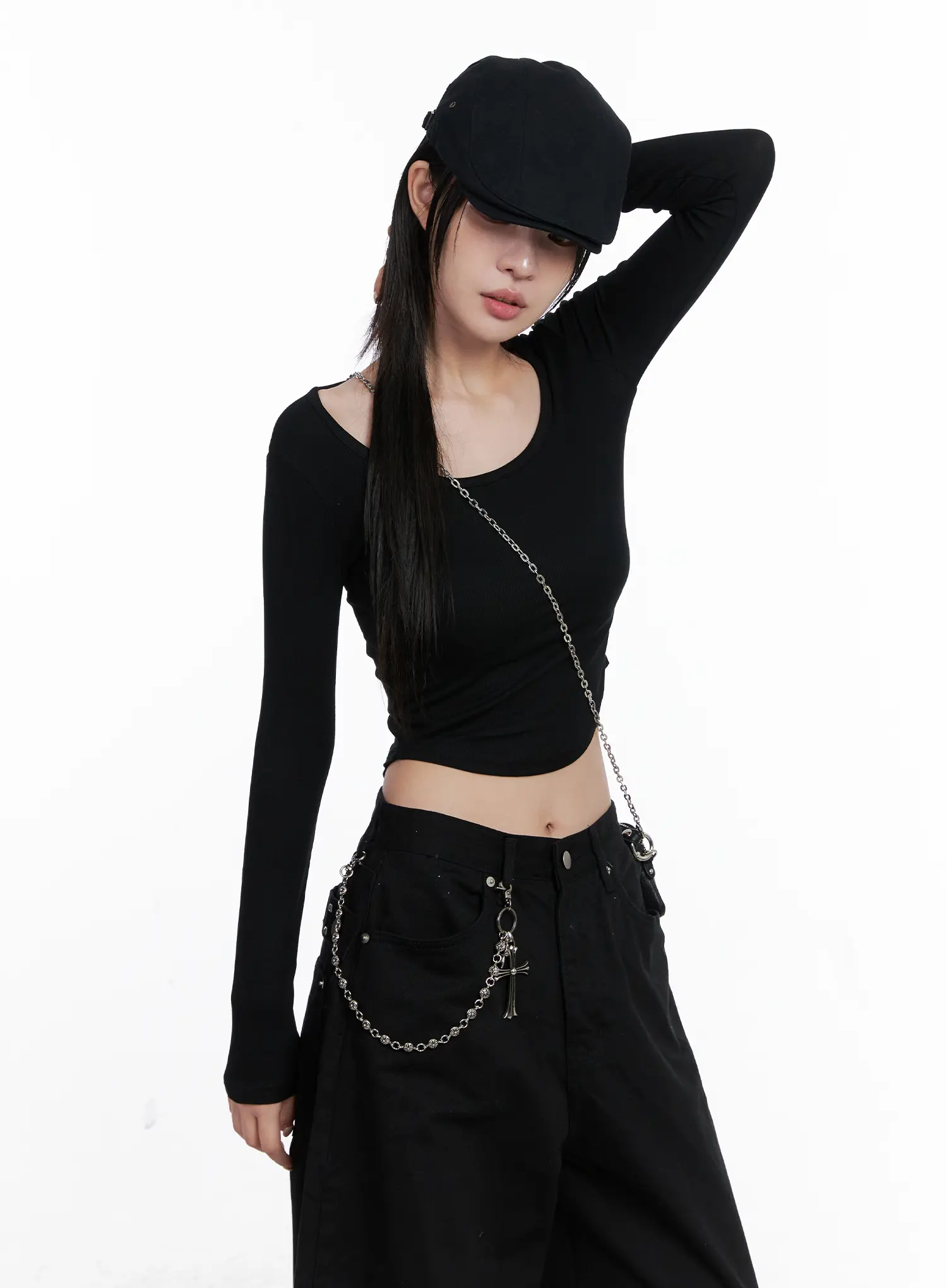 Round Neck Ribbed Long Sleeve Crop Top CS512 - Image 7