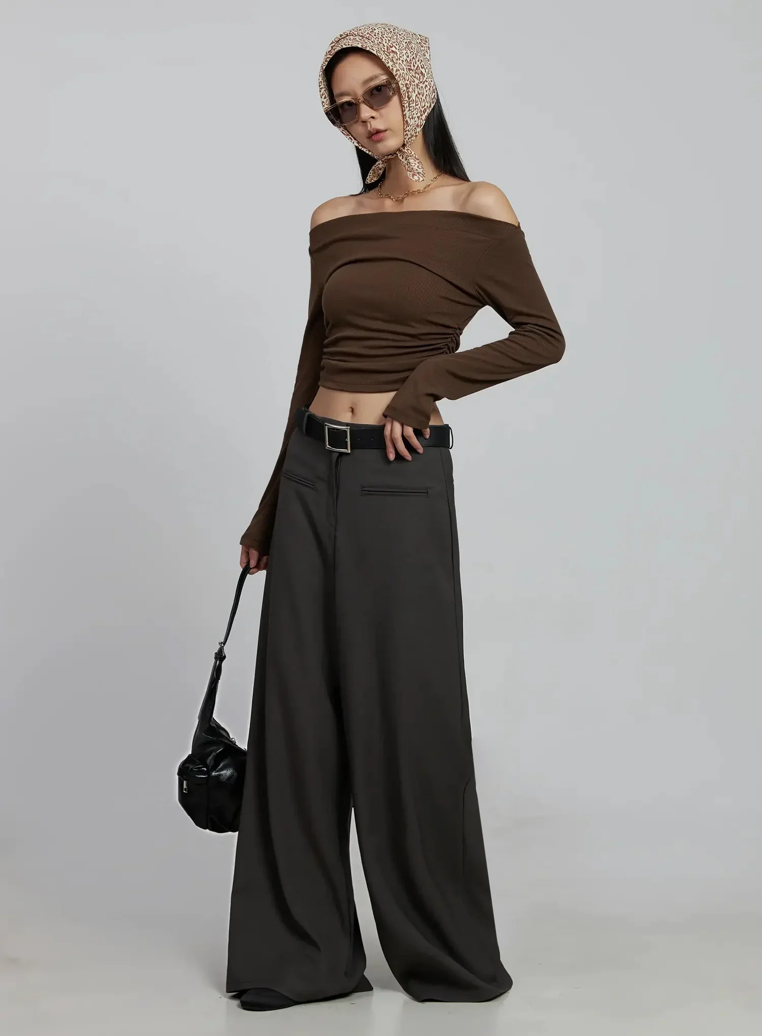 Ruched Off-Shoulder Crop Top IM520