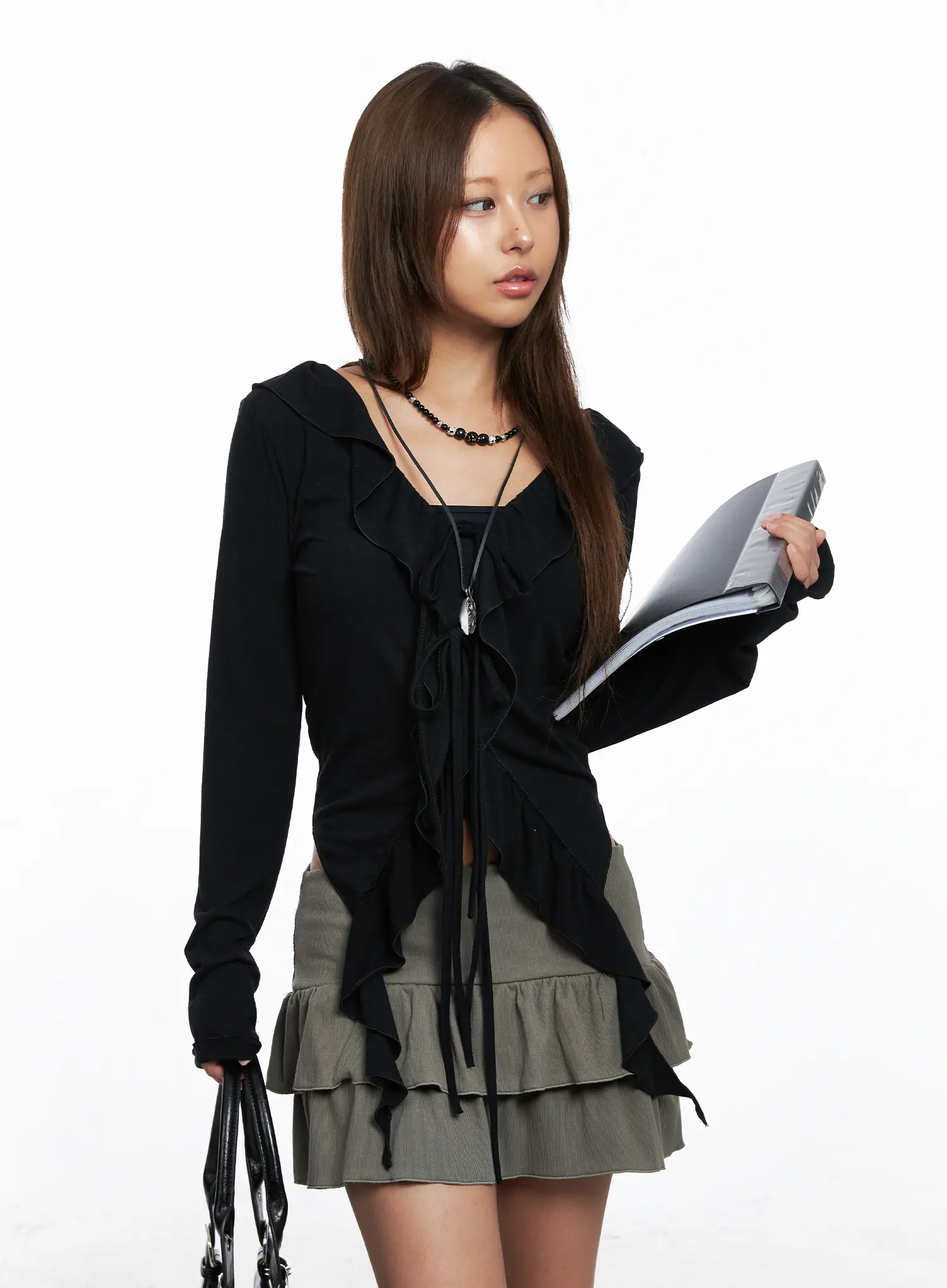 Ruffle Front Tie Cardigan CO510 - Image 5