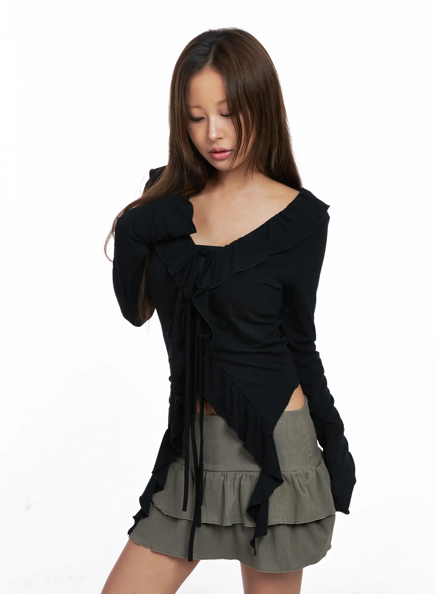 Ruffle Front Tie Cardigan CO510 - Image 8