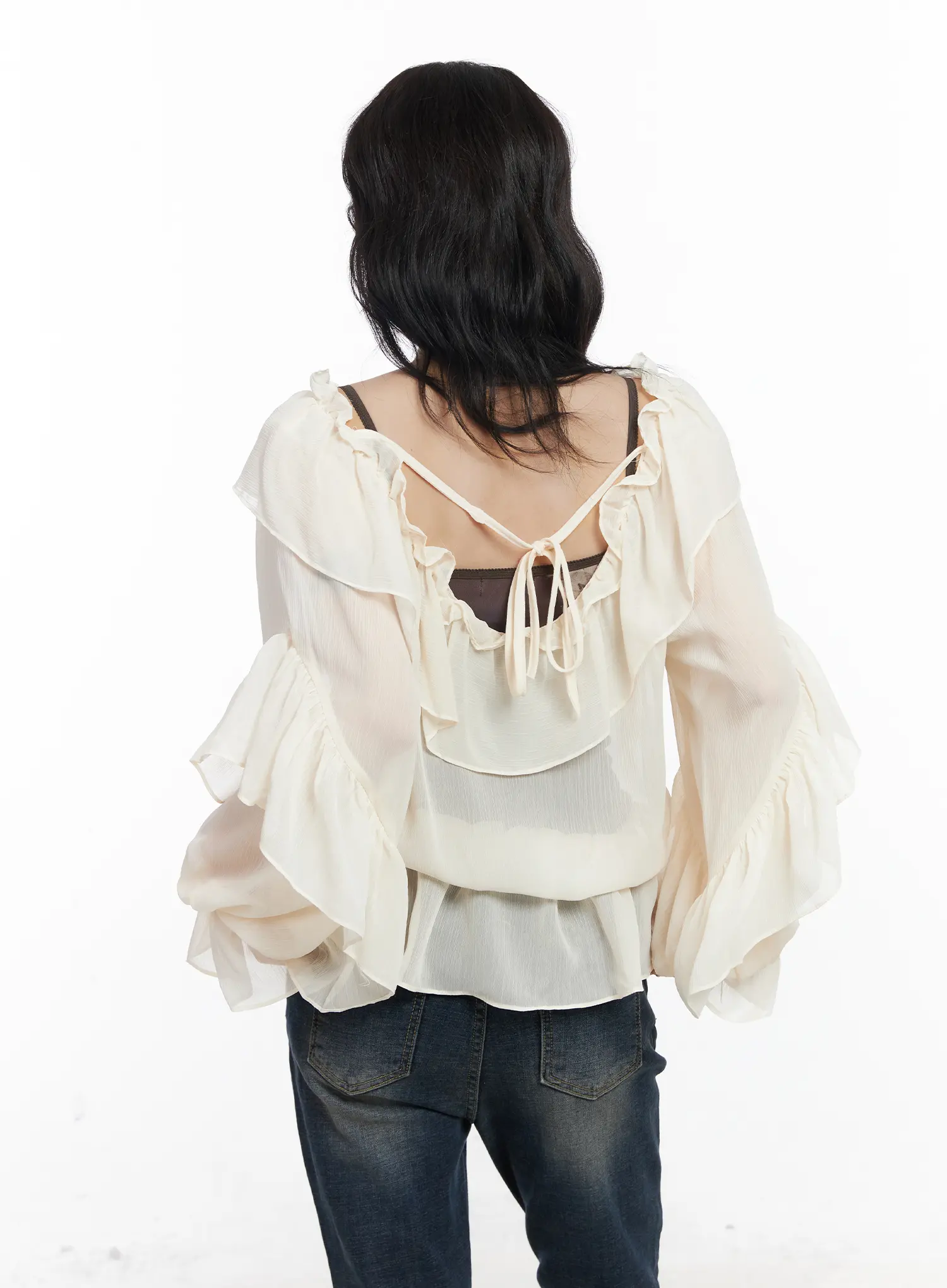 Ruffle Long Sleeve Blouse CJ527 - Image 7