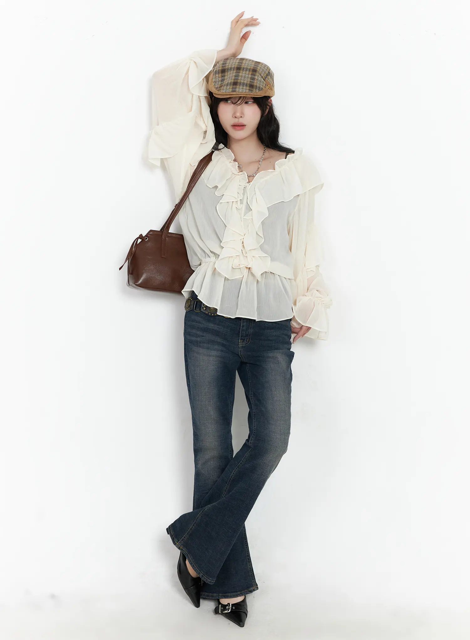 Ruffle Long Sleeve Blouse CJ527 - Image 8