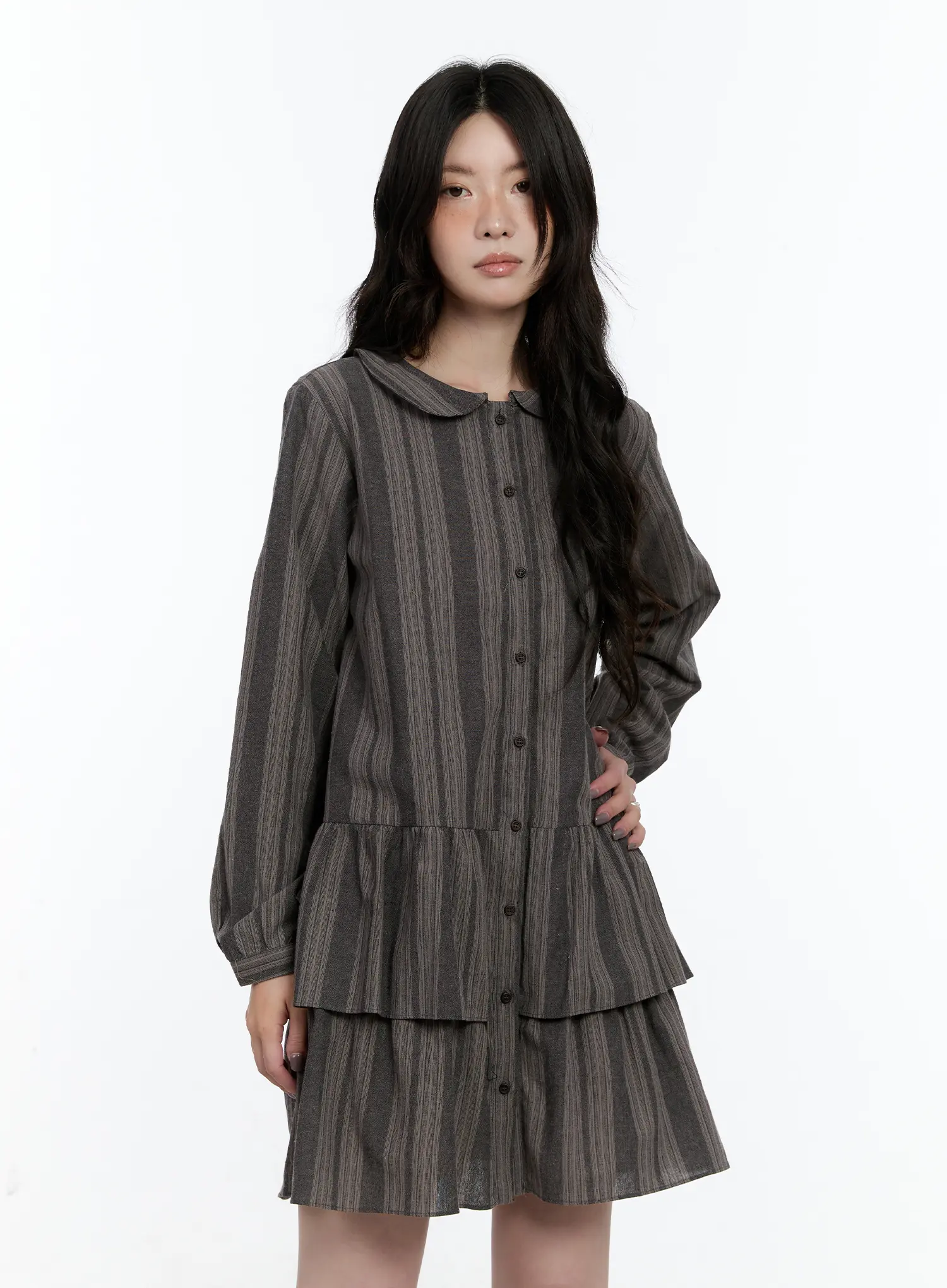 Ruffle Midi Button Dress CN517 - Image 2