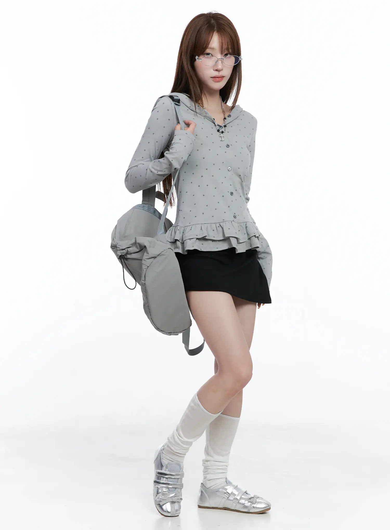 Ruffle Polka-Dot Hooded Cardigan CS501 - Image 4