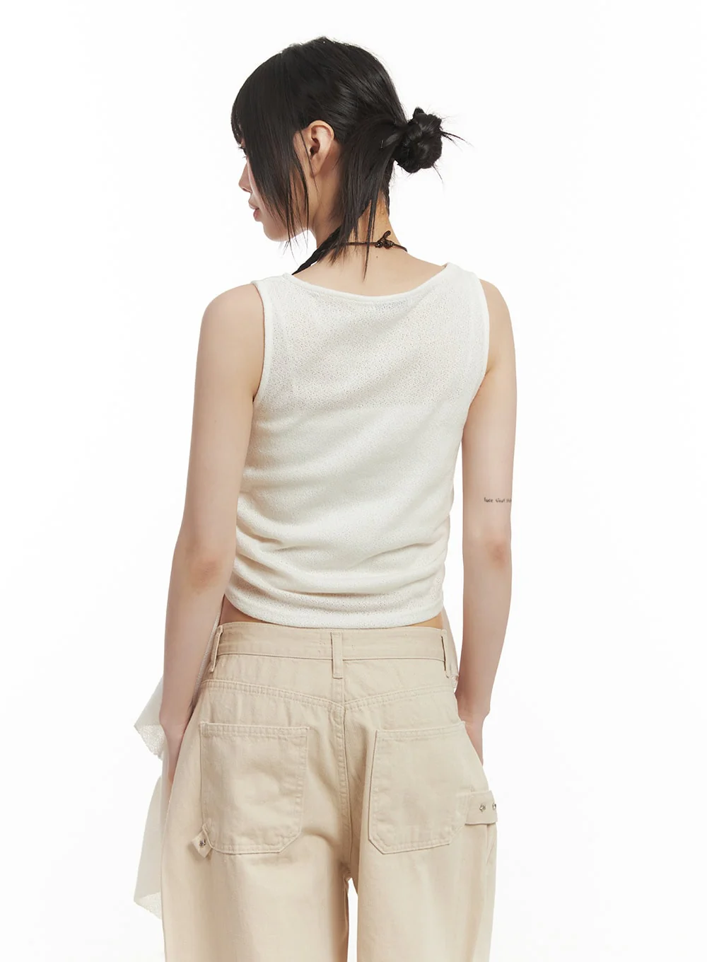 Ruffle Shirred Asymmetric Tank Top CF519 - Image 6