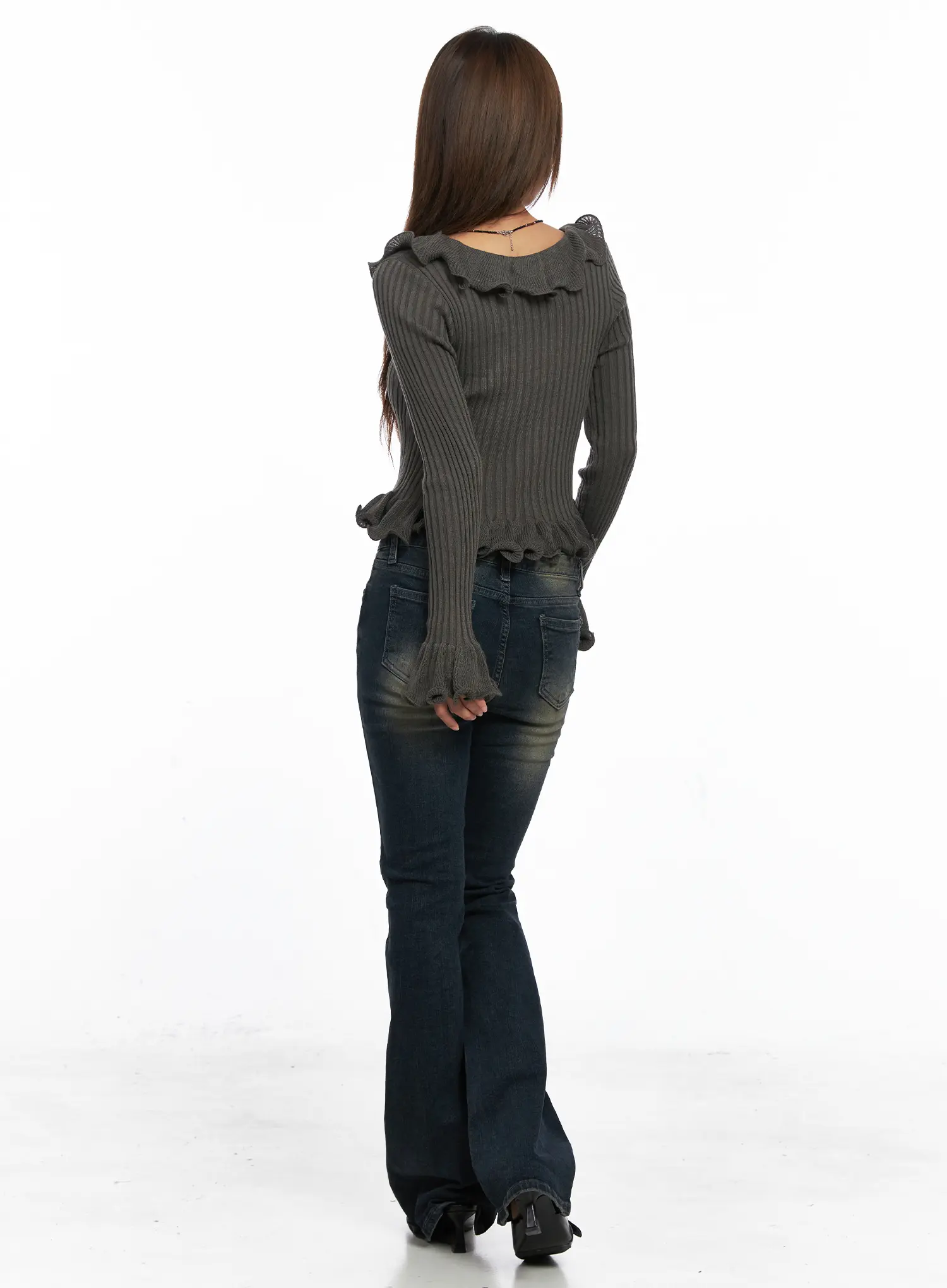 Ruffle Trim Slim-Fit Cardigan CO510 - Image 5