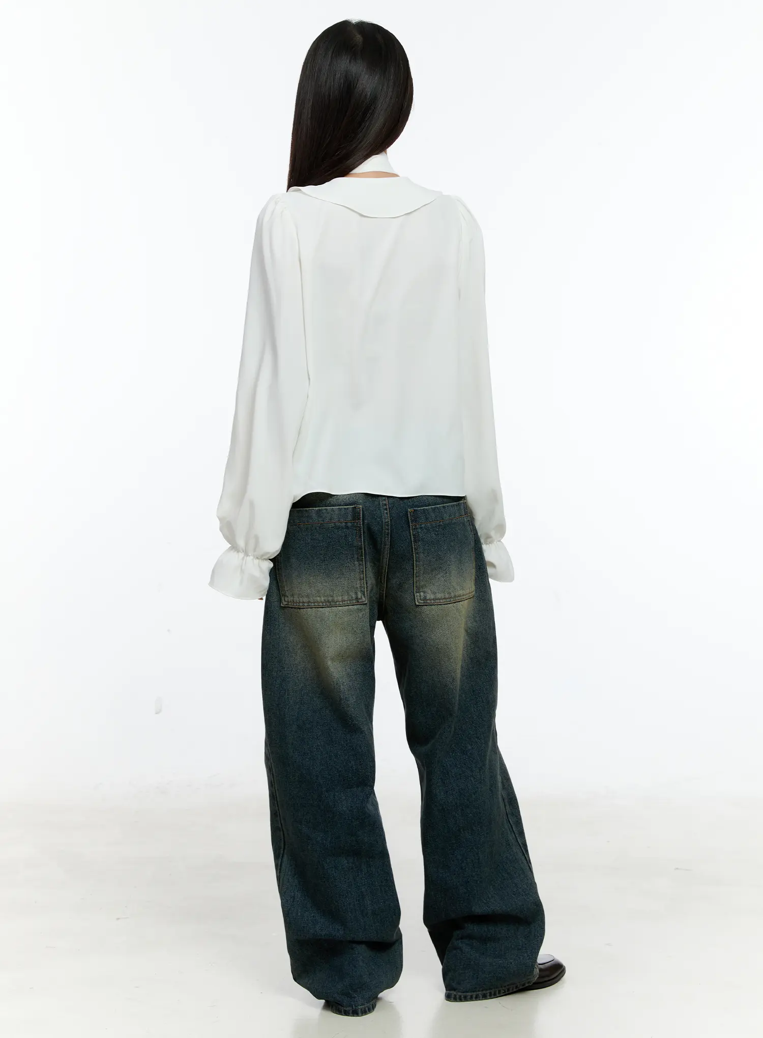 Ruffled Chiffon Blouse with Scarf Set CS518 - Image 5