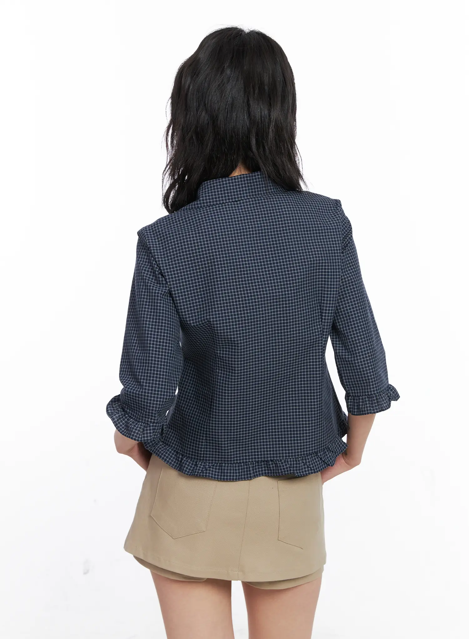 Ruffled Gingham 3/4 Shirt CO507 - Image 6
