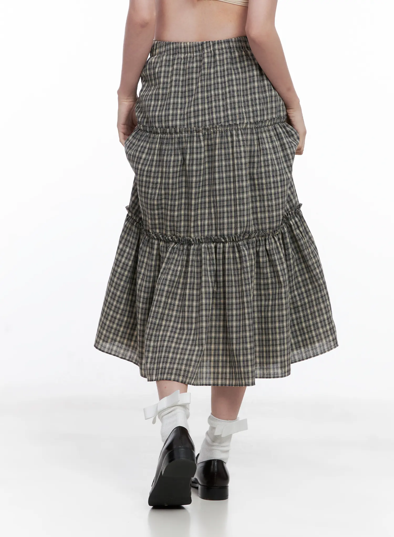 Ruffled Gingham Tiered Maxi Skirt CG520 - Image 6