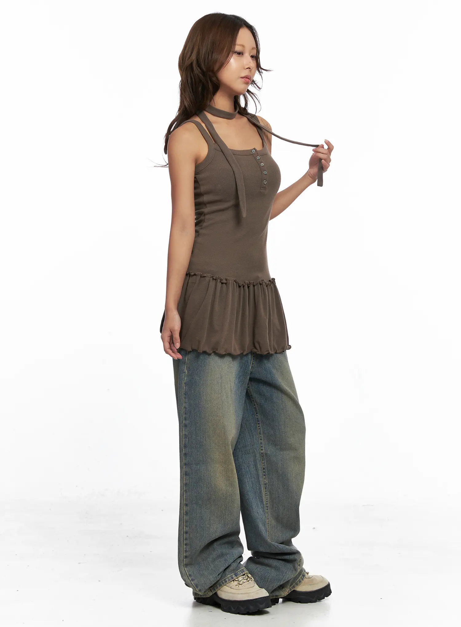 Ruffled Tank Top and Scarf Set CO513 - Image 3