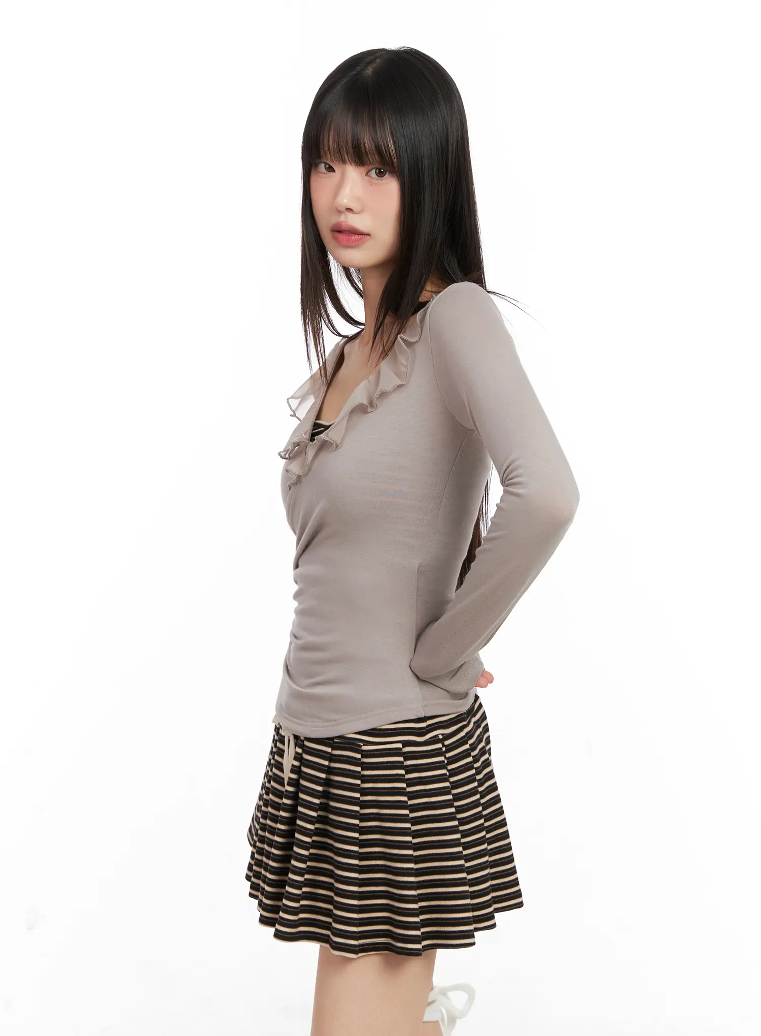 Ruffled V-Neck Chiffon Top CN520 - Image 6