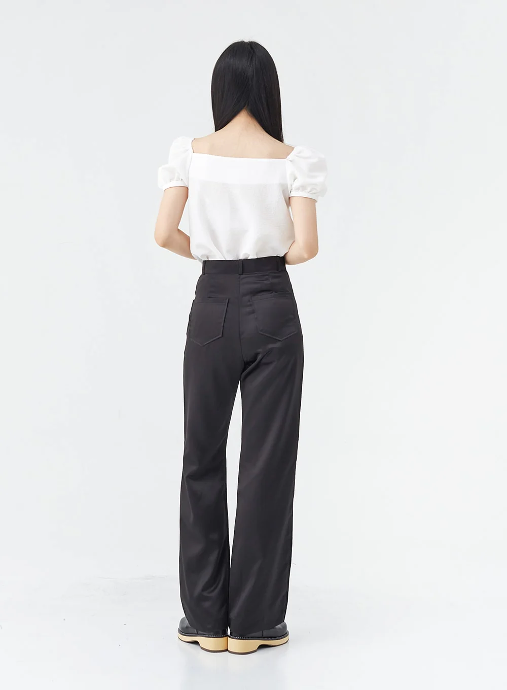 Satin Slit Straight Fit Tailored Pants OG10 - Image 12