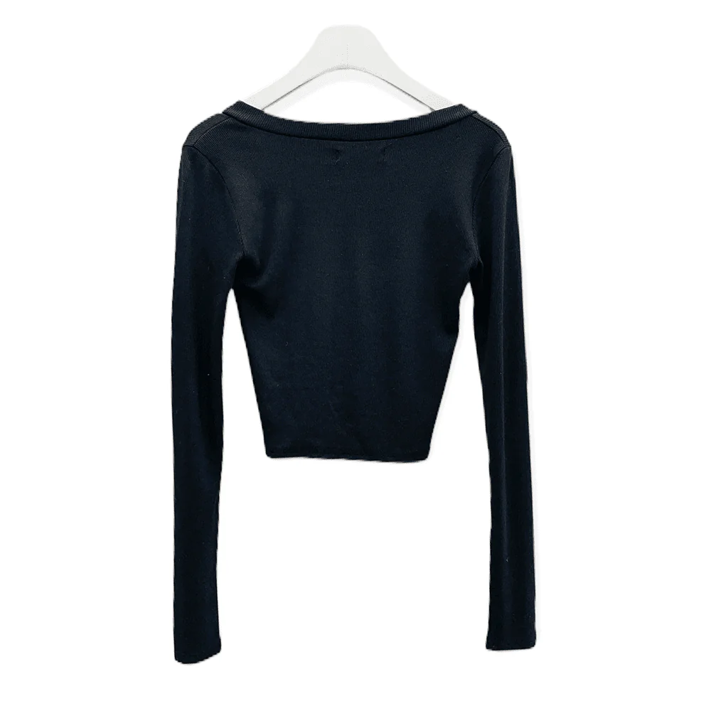 Scoop Neck Long Sleeve T Shirt with Front Buttons CM2 - Image 18