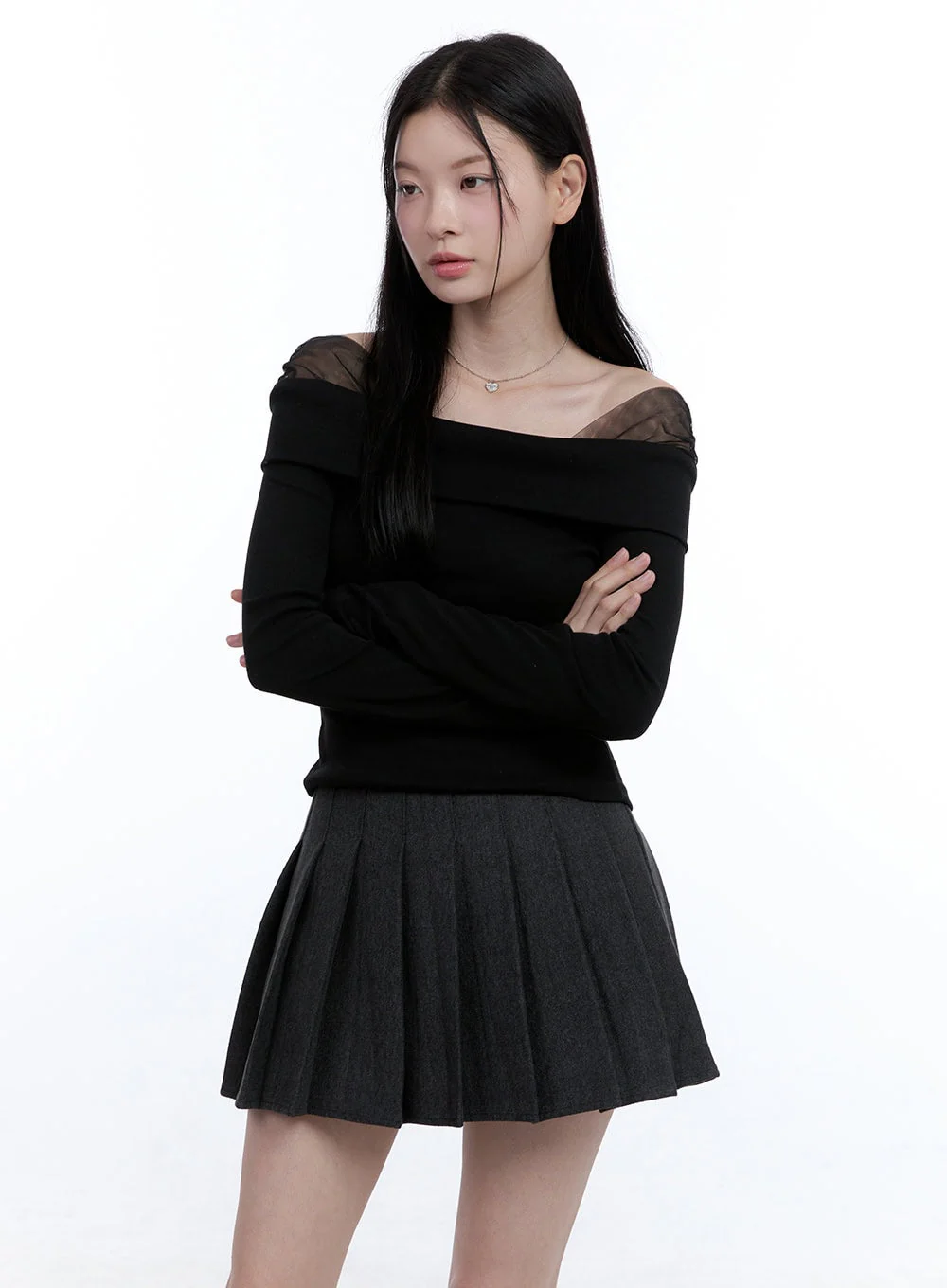 See-Through Off-Shoulder Top OO429 - Image 4
