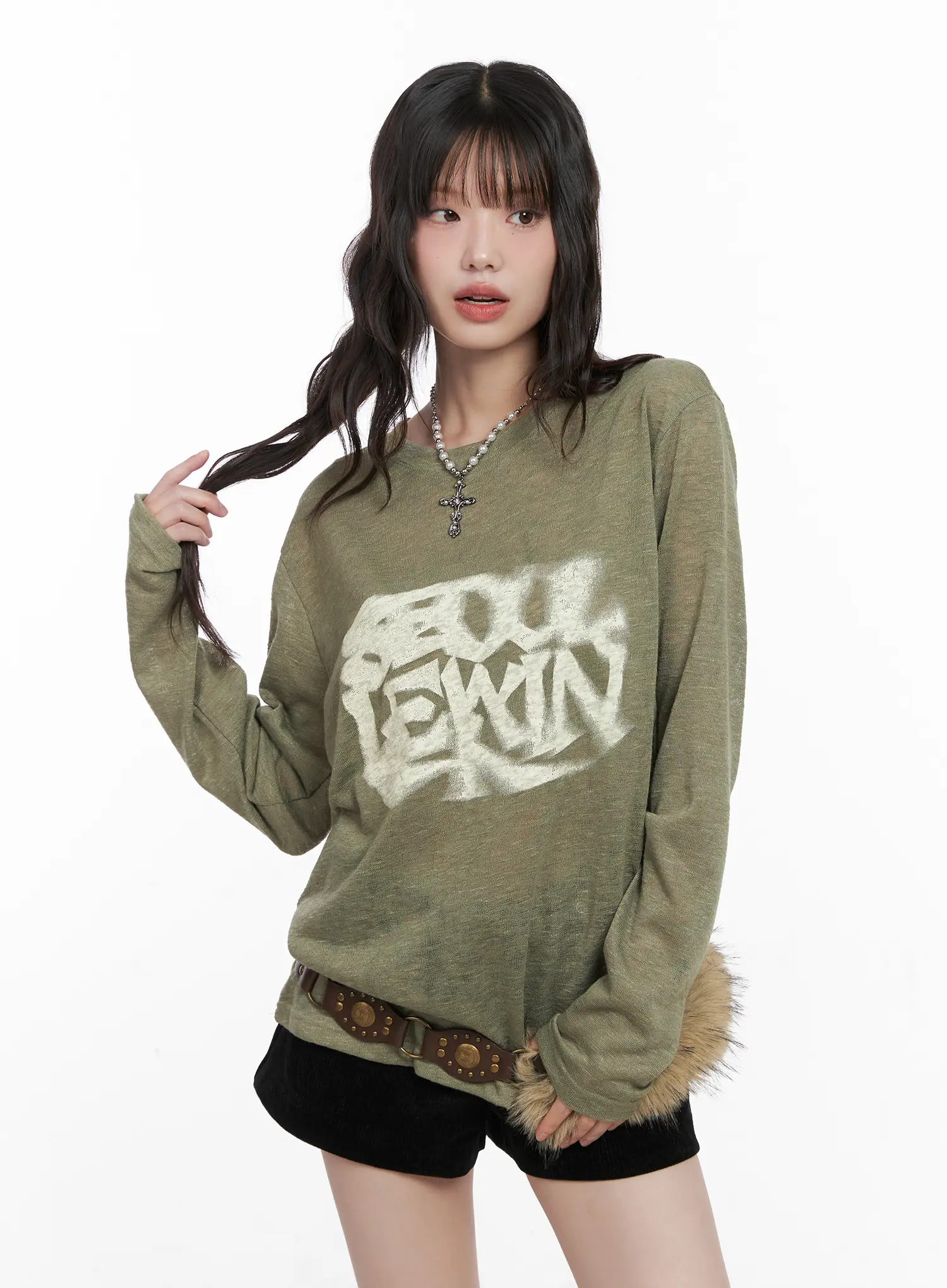Seoul Graphic Sheer Long Sleeve Tee CN511 - Image 12