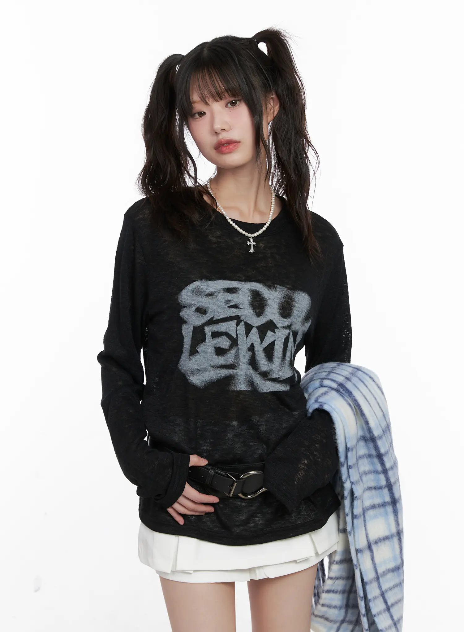 Seoul Graphic Sheer Long Sleeve Tee CN511 - Image 13