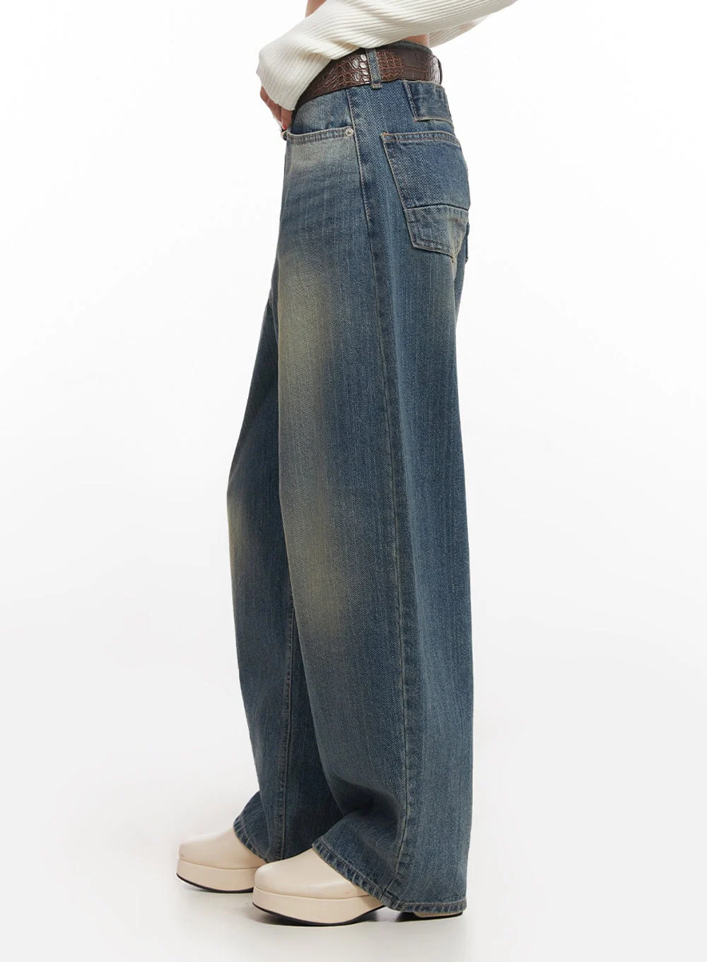 Sharon Washed Wide-Fit Baggy Jeans IA507 - Image 6
