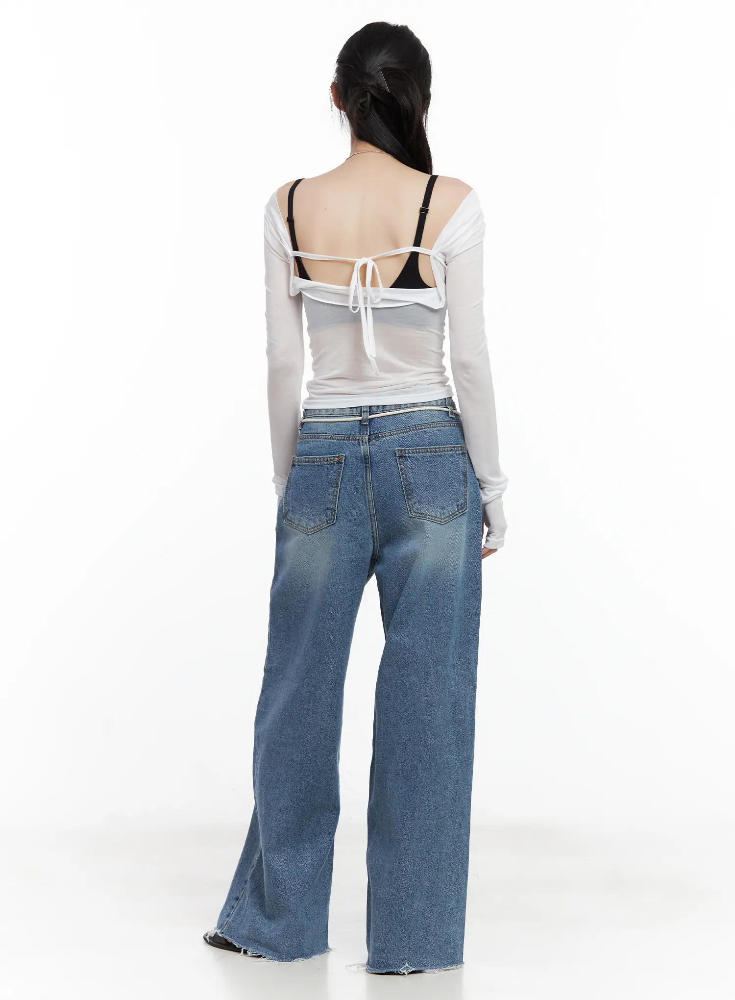 Sheer Back-Slit Long-Sleeve Tee CU530 - Image 7