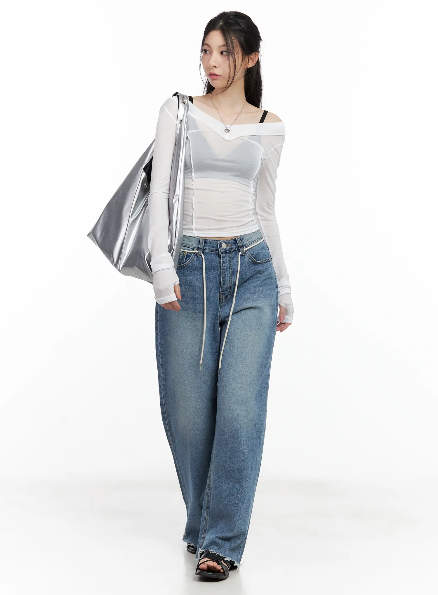 Sheer Back-Slit Long-Sleeve Tee CU530 - Image 8