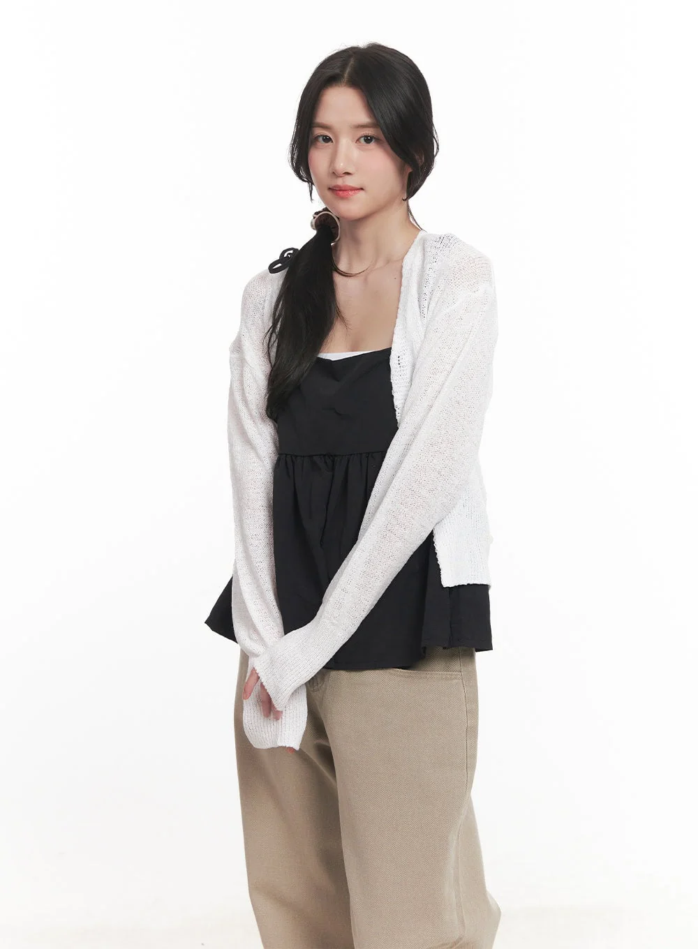 Sheer Button-Up Knit Cardigan CA511 - Image 7