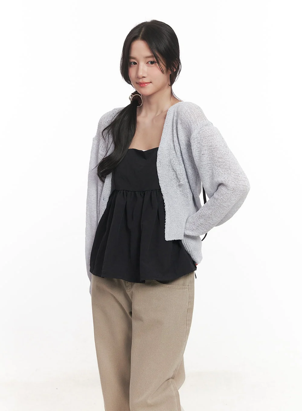 Sheer Button-Up Knit Cardigan CA511 - Image 9