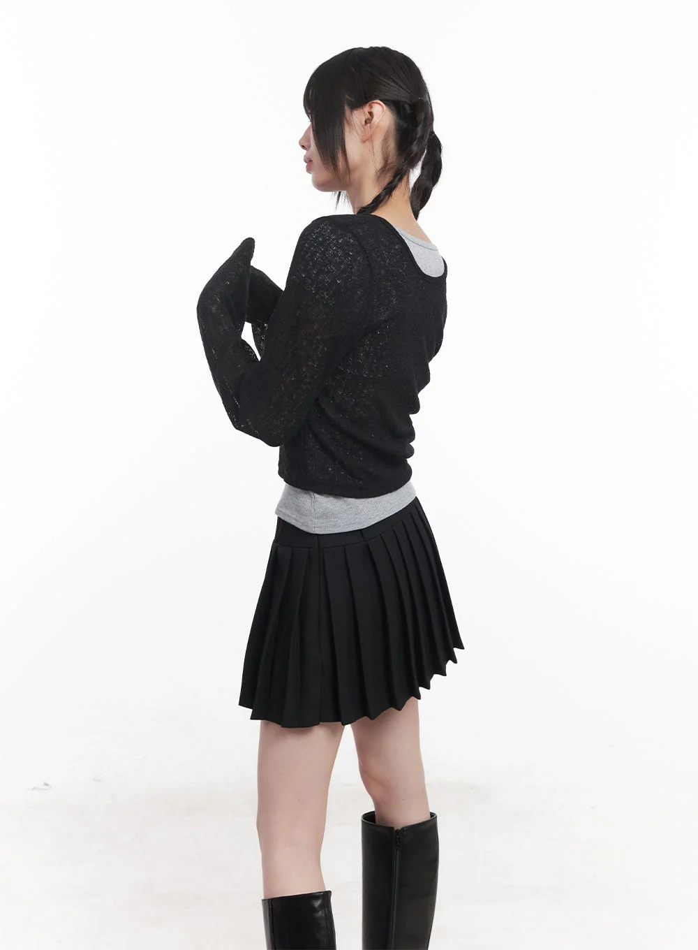 Sheer Buttoned Crop Cardigan CU506 - Image 7