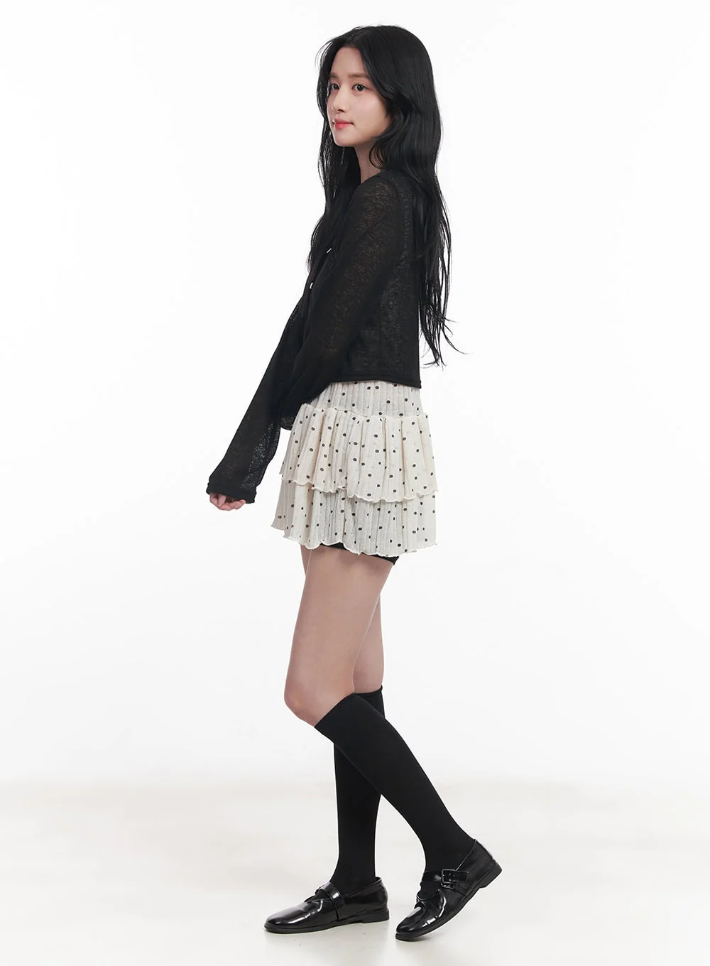 Sheer Buttoned Crop Cardigan CY526 - Image 3