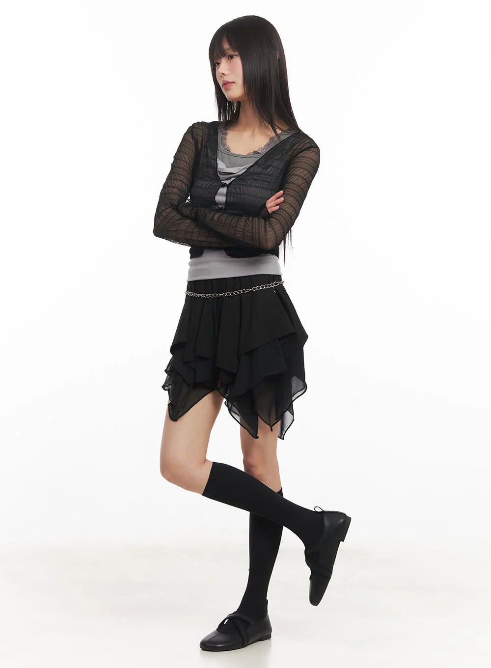 Sheer Chic Buttoned Cardigan CA523 - Image 5