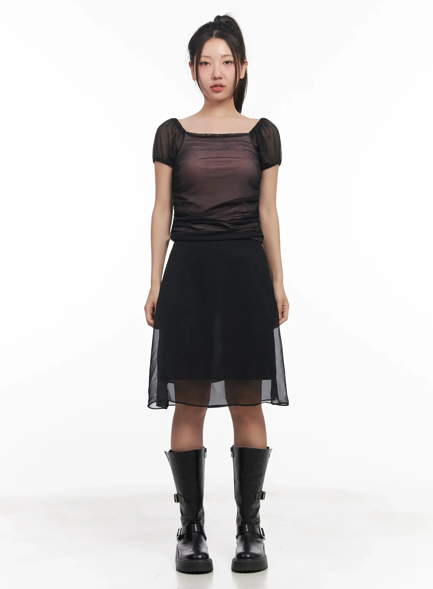 Sheer Chiffon Midi Skirt IU509 - Image 4