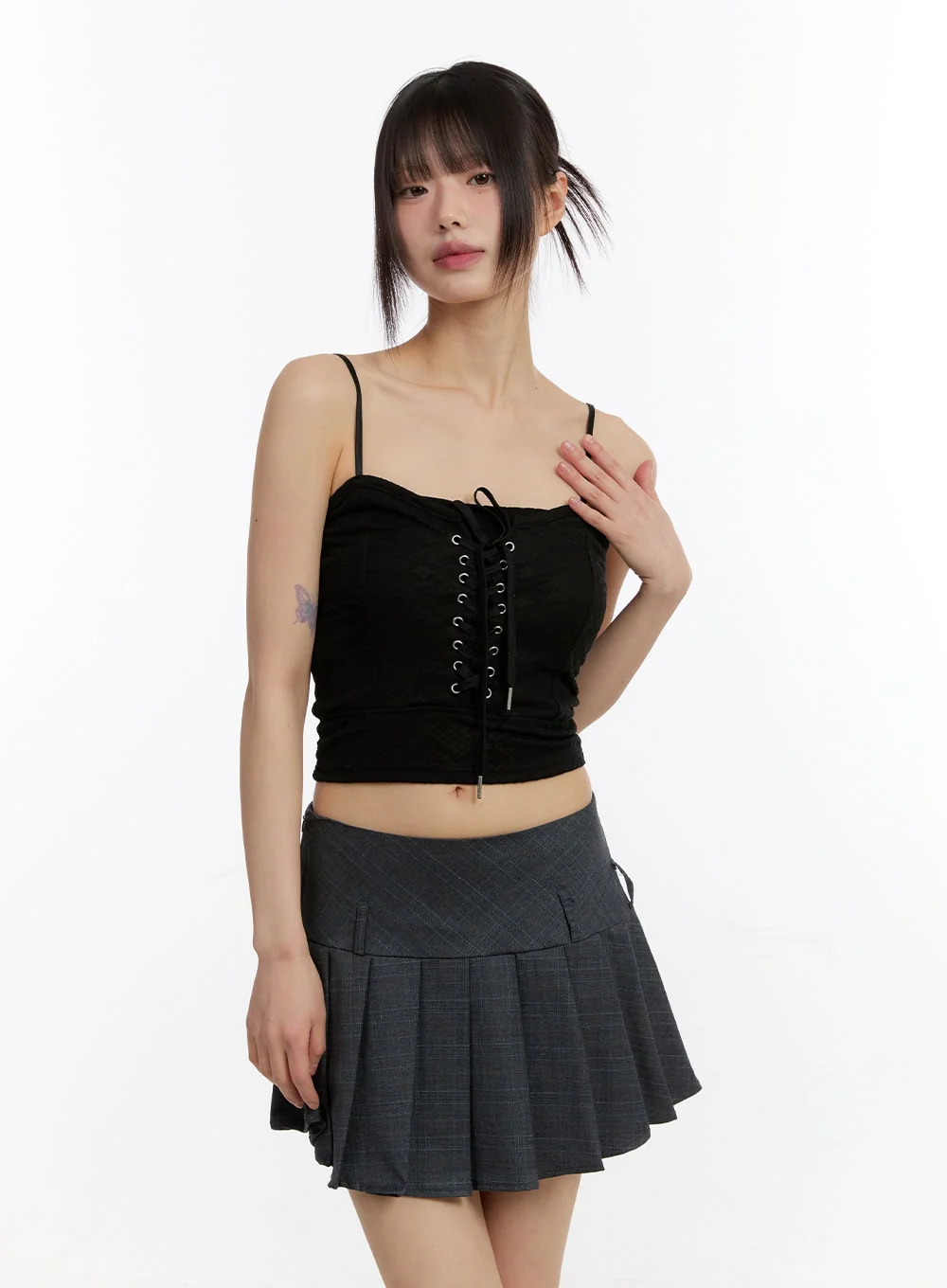 Sheer Floral Lace-Up Corset Cami Top CM513 - Image 3