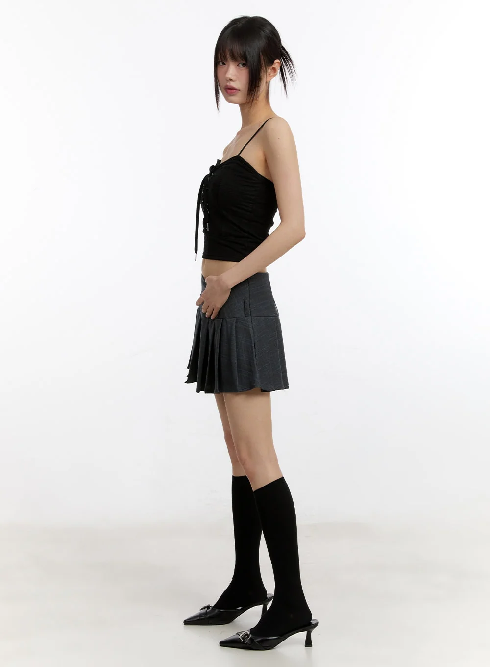 Sheer Floral Lace-Up Corset Cami Top CM513 - Image 9